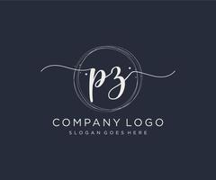 Initial PZ feminine logo. Usable for Nature, Salon, Spa, Cosmetic and Beauty Logos. Flat Vector Logo Design Template Element.