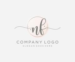 logotipo femenino inicial nf. utilizable para logotipos de naturaleza, salón, spa, cosmética y belleza. elemento de plantilla de diseño de logotipo de vector plano.