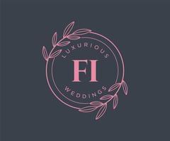 FI Initials letter Wedding monogram logos template, hand drawn modern minimalistic and floral templates for Invitation cards, Save the Date, elegant identity. vector