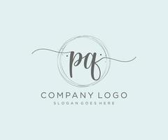 Initial PQ feminine logo. Usable for Nature, Salon, Spa, Cosmetic and Beauty Logos. Flat Vector Logo Design Template Element.