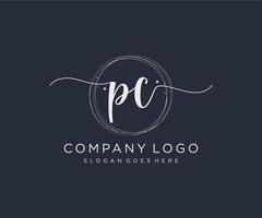 Initial PC feminine logo. Usable for Nature, Salon, Spa, Cosmetic and Beauty Logos. Flat Vector Logo Design Template Element.