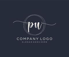 Initial PU feminine logo. Usable for Nature, Salon, Spa, Cosmetic and Beauty Logos. Flat Vector Logo Design Template Element.