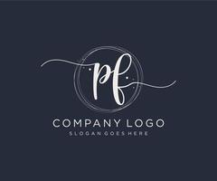 Initial PF feminine logo. Usable for Nature, Salon, Spa, Cosmetic and Beauty Logos. Flat Vector Logo Design Template Element.