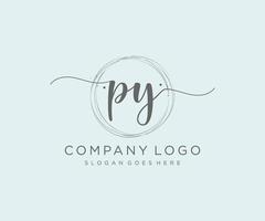 logotipo femenino py inicial. utilizable para logotipos de naturaleza, salón, spa, cosmética y belleza. elemento de plantilla de diseño de logotipo de vector plano.