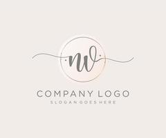 logotipo femenino inicial nv. utilizable para logotipos de naturaleza, salón, spa, cosmética y belleza. elemento de plantilla de diseño de logotipo de vector plano.