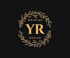 colección de logotipos de monograma de boda con letras iniciales de año, plantillas florales y minimalistas modernas dibujadas a mano para tarjetas de invitación, guardar la fecha, identidad elegante para restaurante, boutique, café en vector