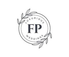 FP Initials letter Wedding monogram logos template, hand drawn modern minimalistic and floral templates for Invitation cards, Save the Date, elegant identity. vector