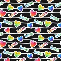 Seamless pattern with watercolor hearts, valentines day background wrapping vector