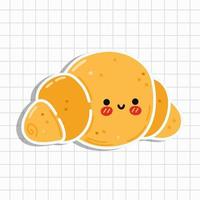 Cute Sticker Croissant. Vector hand drawn cartoon kawaii character illustration icon. Isolated on background. Croissant Sticker character concept