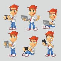 Gamer cartoon guy collection vector