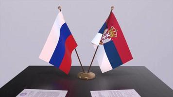 Serbie et Russie nationale drapeau, affaires réunion ou diplomatie accord. politique accord animation video