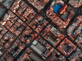 Barcelona street aerial view with beautiful patterns in Spain. photo