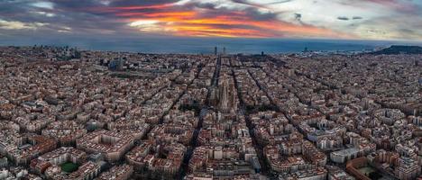 Barcelona street aerial view with beautiful patterns in Spain. photo