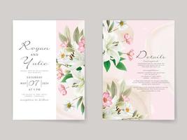 Elegant white floral wedding invitation card vector