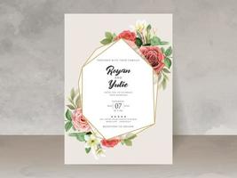 romantic red roses wedding invitation card vector