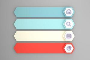 infographics for set of colorful hexagon buttons, banner design as set. photo