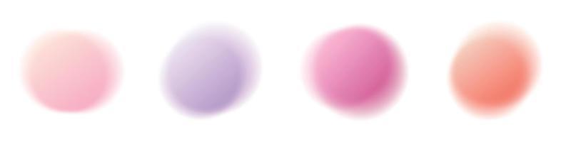 Abstract blur gradient circles set. Light color round shapes set. Vector isolated illustration