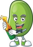 Green beans cartoon character style vector