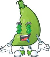 Broad beans cartoon character style vector