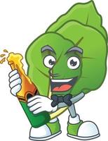 Happy collard greens cartoon character vector