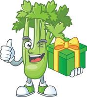 Happy celery plant cartoon character vector