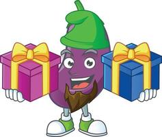 Eggplant cartoon character style vector