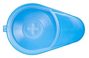 top view of closed blue fracture bedpan isolated photo