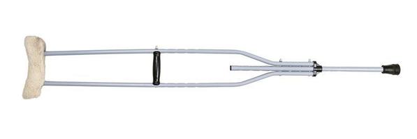 single steel underarm crutch isolated on white photo