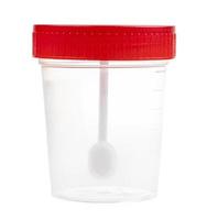 closed stool sample collection container isolated photo