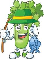 Happy celery plant cartoon character vector