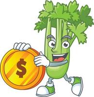 Happy celery plant cartoon character vector