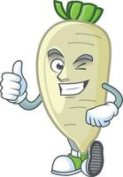 White radish cartoon character style vector