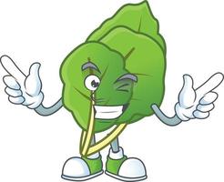 Happy collard greens cartoon character vector