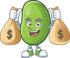 Green beans cartoon character style vector