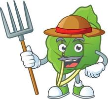 Happy collard greens cartoon character vector