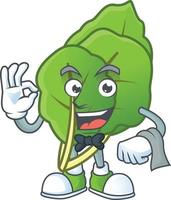Happy collard greens cartoon character vector