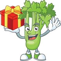 Happy celery plant cartoon character vector