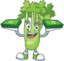 Happy celery plant cartoon character vector