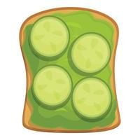 Cucumber avocado toast icon cartoon vector. Bread food vector