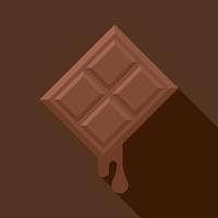 Melting chocolate bar with shadow on brown background vector