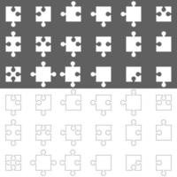 Jigsaw puzzle flat and line element vector