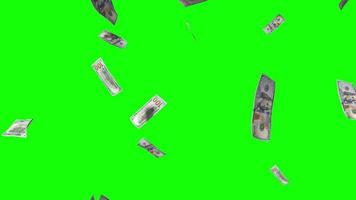 Falling Hundred Dollar Bills, Rain Effect - Great for Topics Like Financial Success, Winning a Lottery, Treasure etc. Isolated on Green Background video