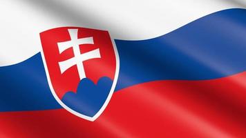3d en bucle ondulación material bandera de Eslovaquia video