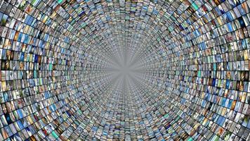 Tunnel with Many Images - Great for Topics Like Broadcasting, Internet Connection, Entertainment etc. video