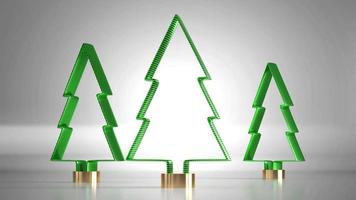 Three Geometrical Christmas Trees Rotating Around Isolated on White Background video