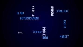 Marketing - White and Blue Words on Dark Blue Background, Typographic Concept video