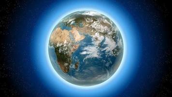 3d Terre avec tout continents - L'Europe , Asie, Nord Amérique, Sud Amérique, Australie, Groenland - étoiles, espace, cosmos dans Contexte video