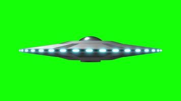 3d OVNI, volador platillo - aislado en verde fondo, lado ver video