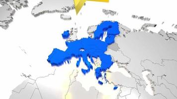 3d europäisch Union Länder, rotierend Sterne video