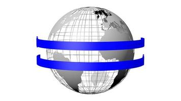 3d aarde met allemaal continenten - Europa, Azië, Afrika, zuiden Amerika, noorden Amerika, Australië - blauw pijlen video
